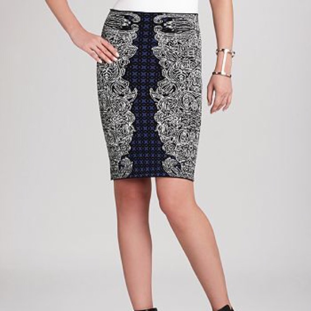 BCBGMaxAzria XS Irene Tribal Jacquard Pencil Skirt